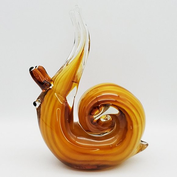 Murano? Art Glass Snail Handblown Amber Swirls - Picture 3 of 10